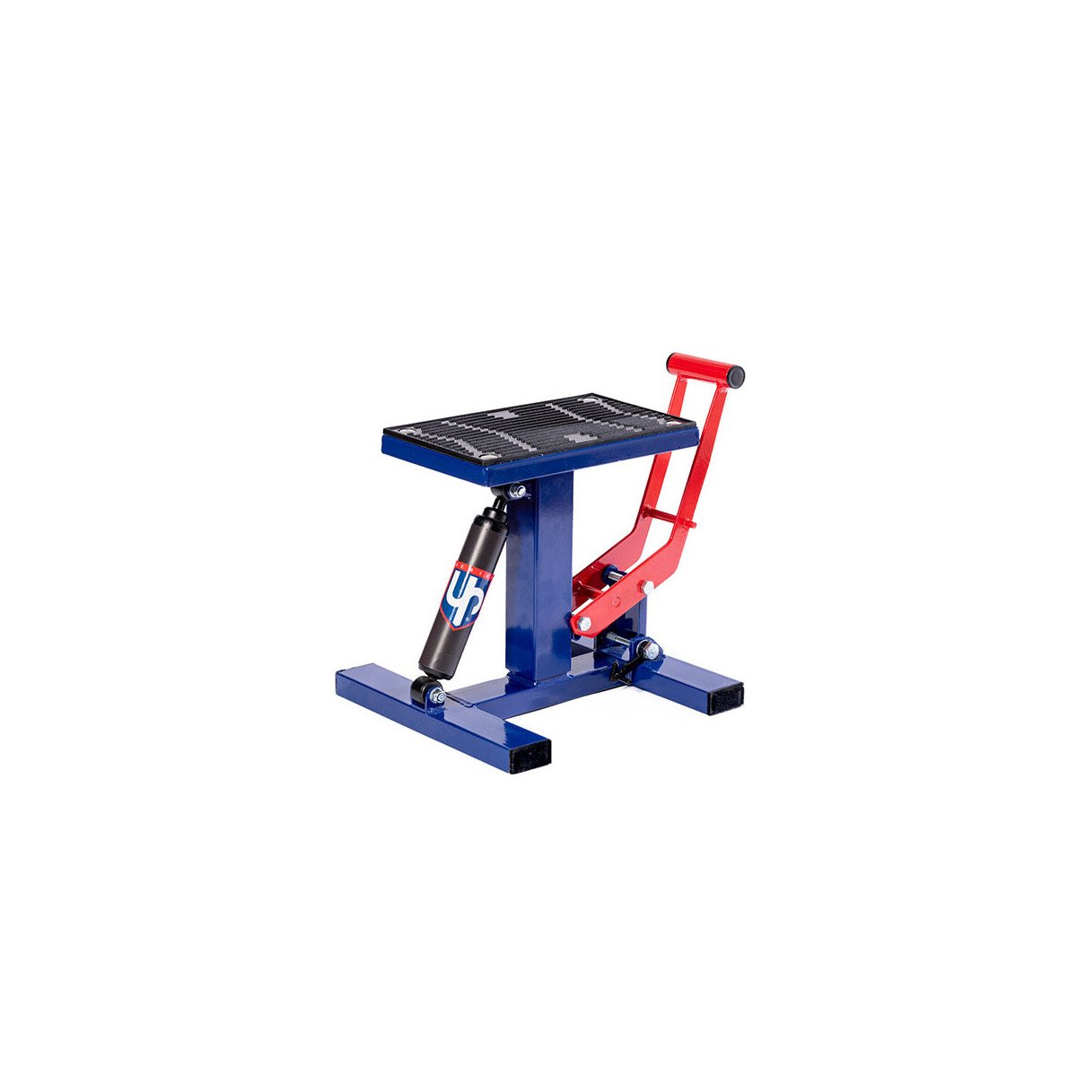 Lève moto cross enduro UP à vérin hydraulique bleu-rouge