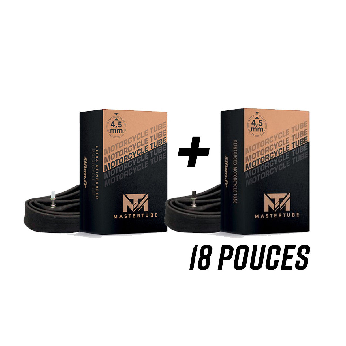 Pack 2 Chambres à Air MASTERTUBE Ultra Renforcée 4,5mm 110/80-18 120/80-18 130/80-18 100/90-18 110/90-18 120/90-18 140/80-18