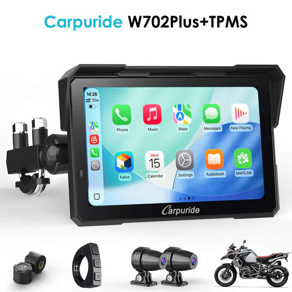 Carpuride W702 Plus Autoradio portable sans fil pour moto