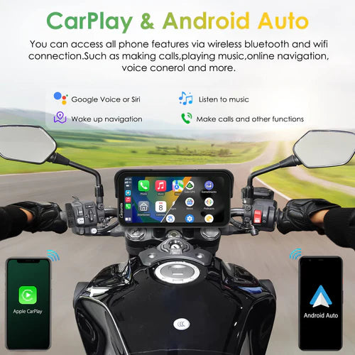 Autoradio moto portable sans fil Carpuride W603D avec double caméra HD