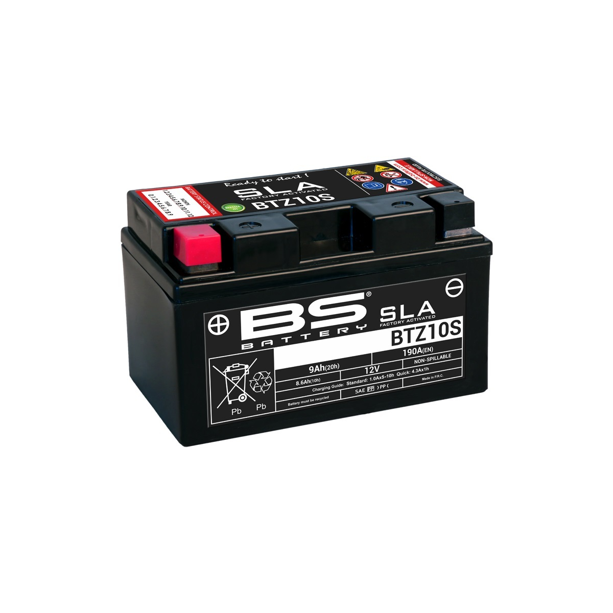 Batterie moto 12v BS YTZ10S SLA activée usine