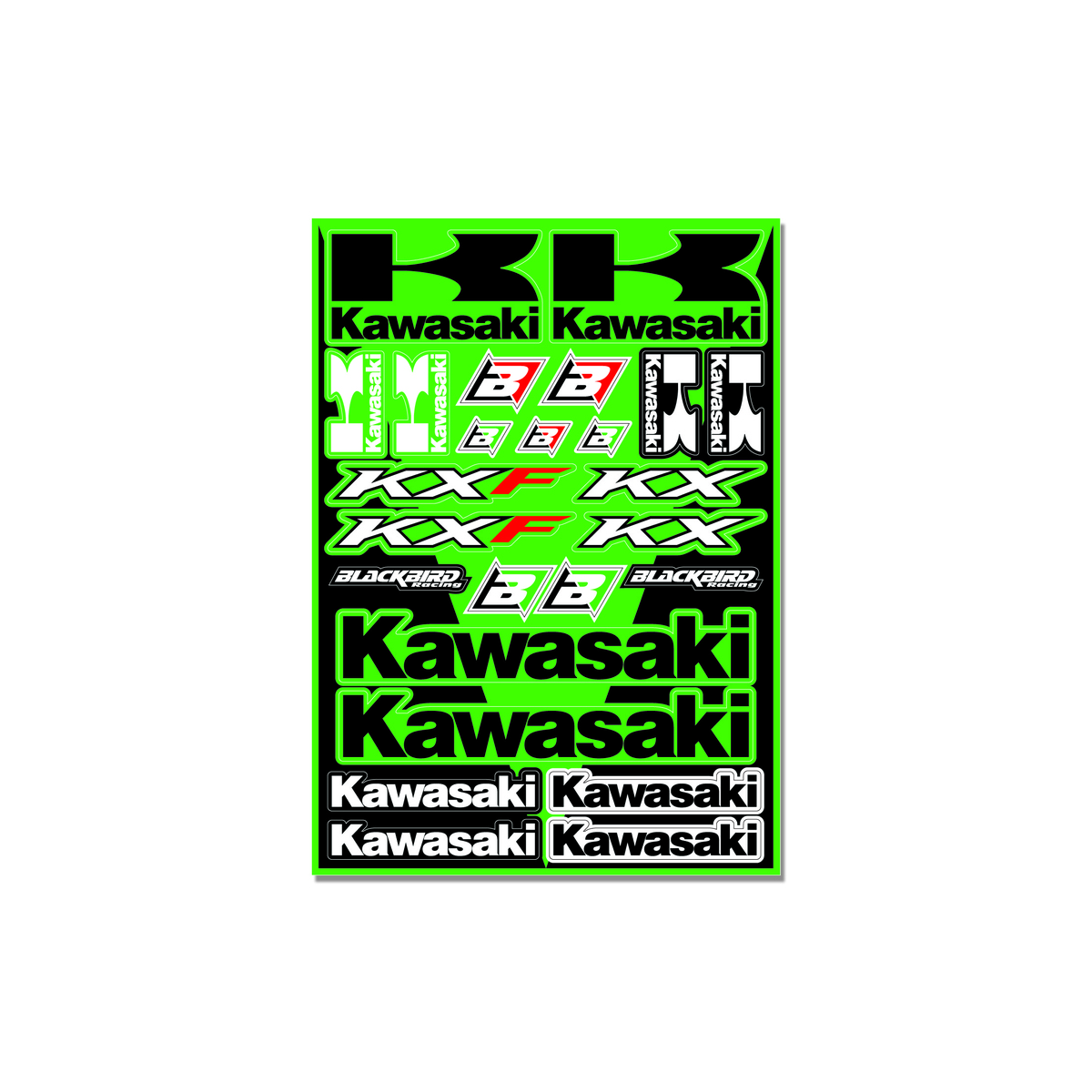 Kit stickers BLACKBIRD vert universel KX / KXF BLACKBIRD Kit stickers BLACKBIRD vert universel KX / KXF