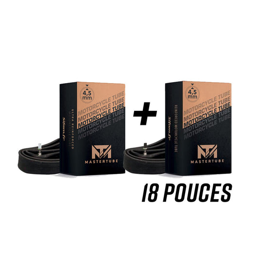 Pack 2 Chambres à Air MASTERTUBE Ultra Renforcée 4,5mm 110/80-18 120/80-18 130/80-18 100/90-18 110/90-18 120/90-18 140/80-18