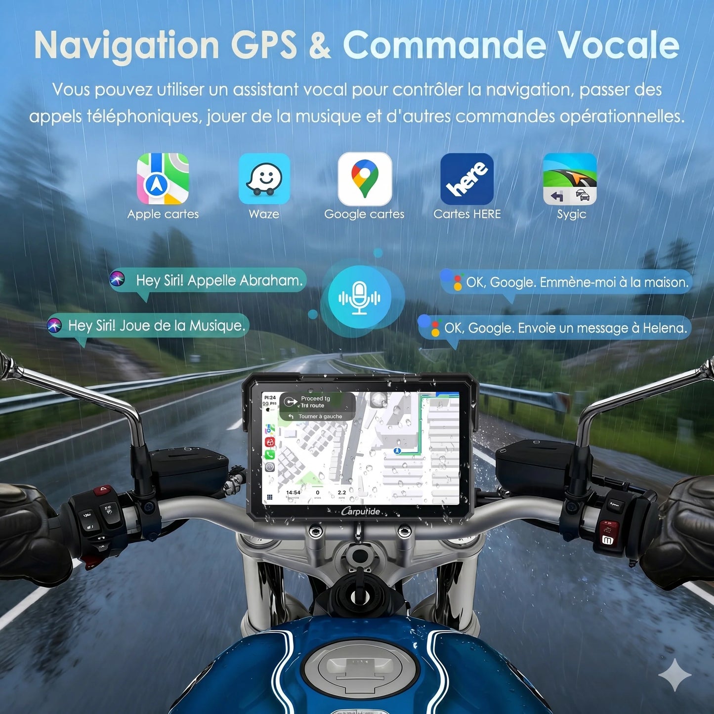 Carpuride W702 Plus Autoradio portable sans fil pour moto