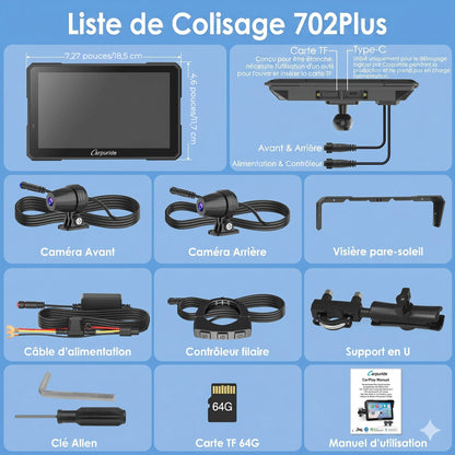 Carpuride W702 Plus Autoradio portable sans fil pour moto