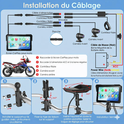 Carpuride W702 Plus Autoradio portable sans fil pour moto