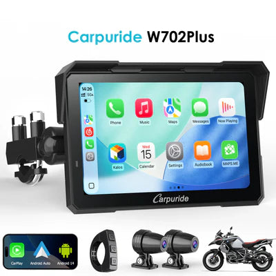 Carpuride W702 Plus Autoradio portable sans fil pour moto